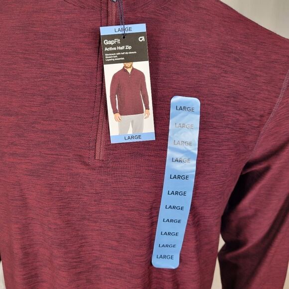 Gapfit Half Zip Closure Heathered Long Sleeve Shirt Size L - Picture 8 of 10